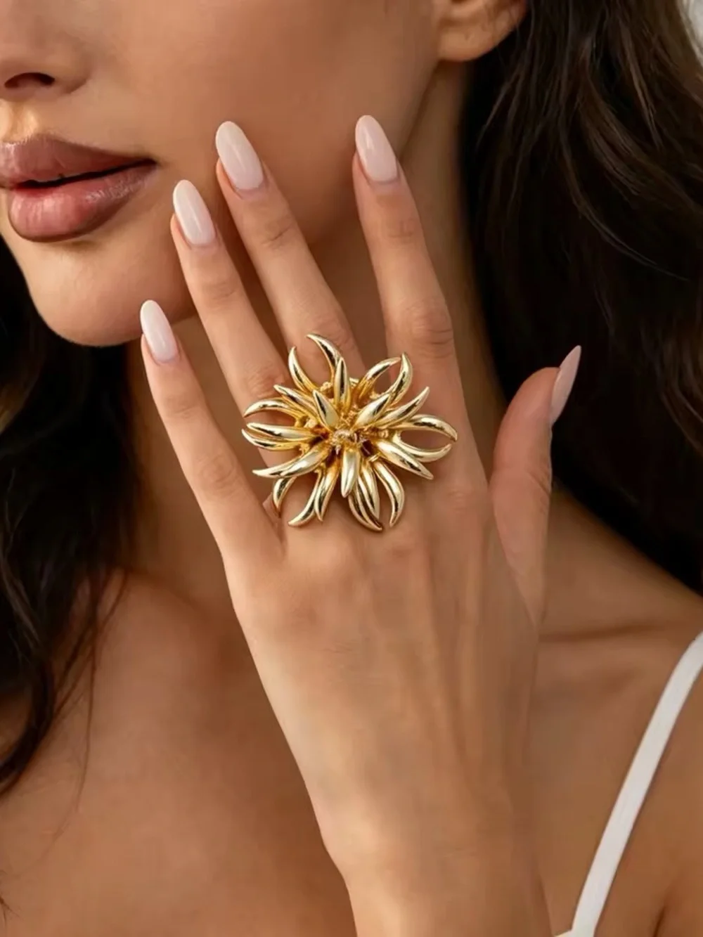 Viral heavy firework flower ring for women